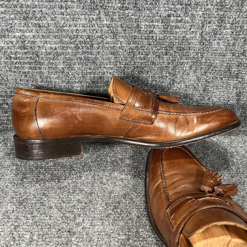 Johnston & Murphy Shoes Mens Size 9 N Brown Leather Tassel Loafers Italy 15-5724